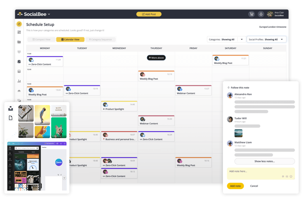 SocialBee dashboard