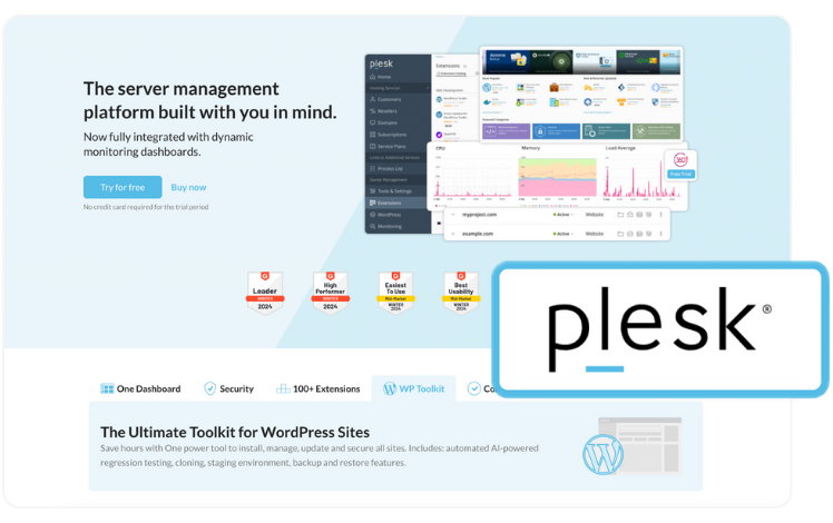 Plesk homepage and logo