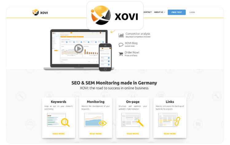 XOVI homepage and logo